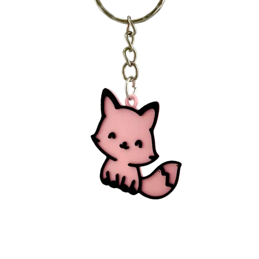 Breloc drăguț cu vulpe, accesoriu ideal pentru rucsac sau chei, roz - negru