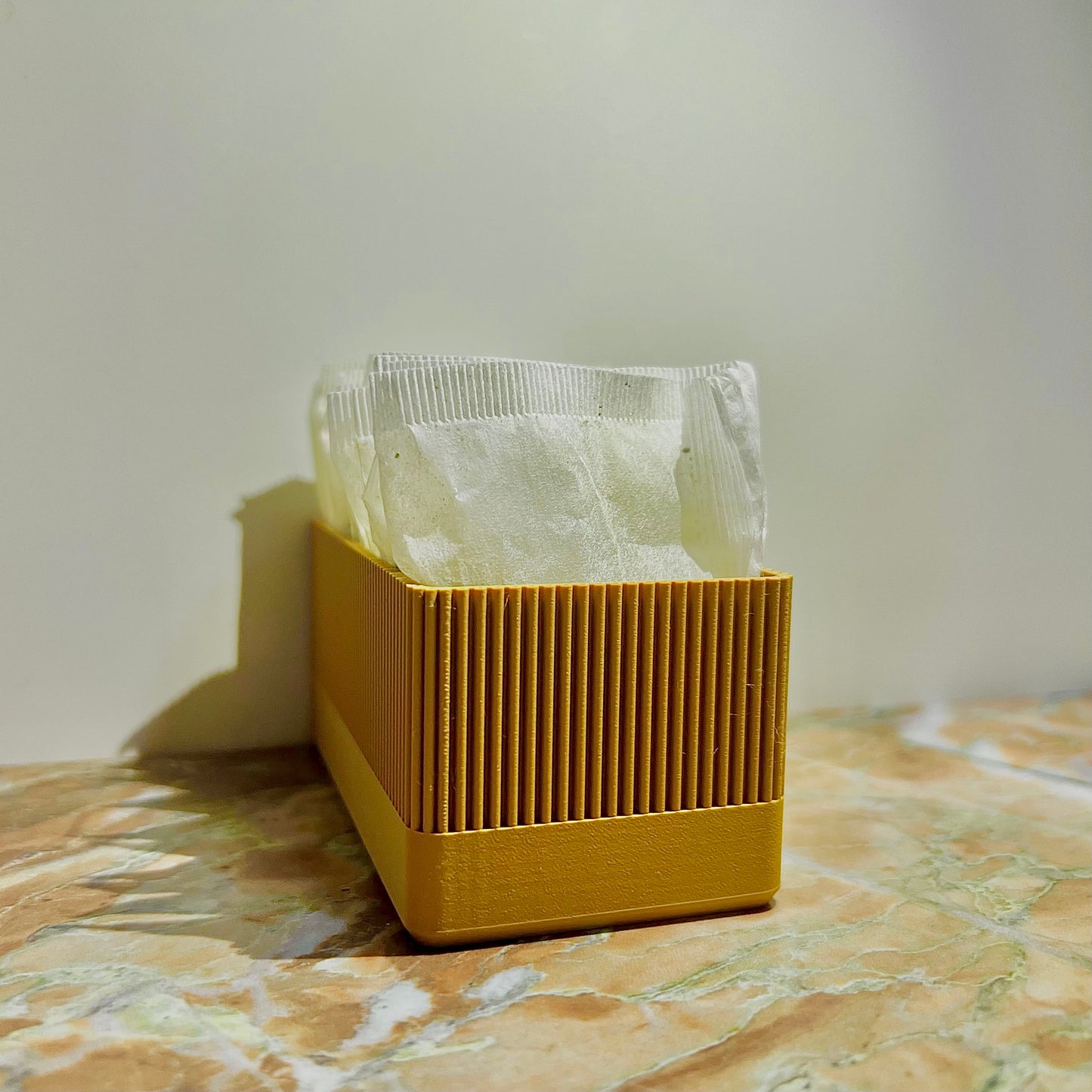 Suport pentru pliculețe de ceai, 2 compartimente, design modern, culoare lemn