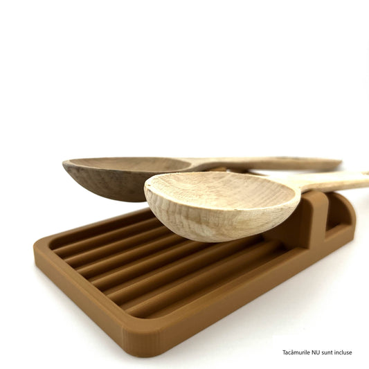 Suport pentru tacâmuri anti-murdărie în timpul gătitului, plastic biodegradabil premium, culoare lemn deschis