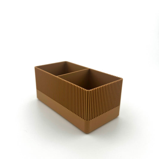 Suport pentru pliculețe de ceai, 2 compartimente, design modern, culoare lemn