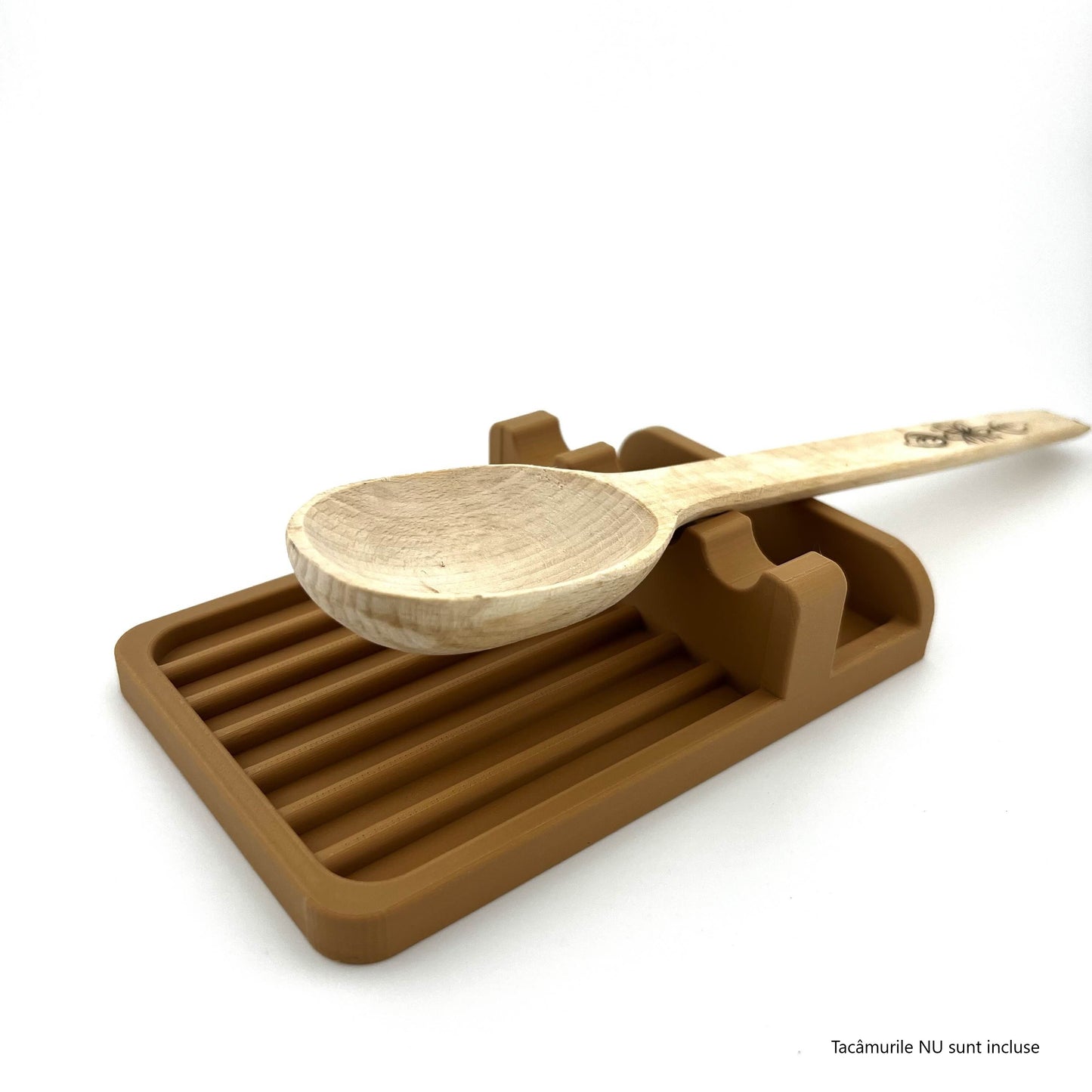 Suport pentru tacâmuri anti-murdărie în timpul gătitului, plastic biodegradabil premium, culoare lemn deschis